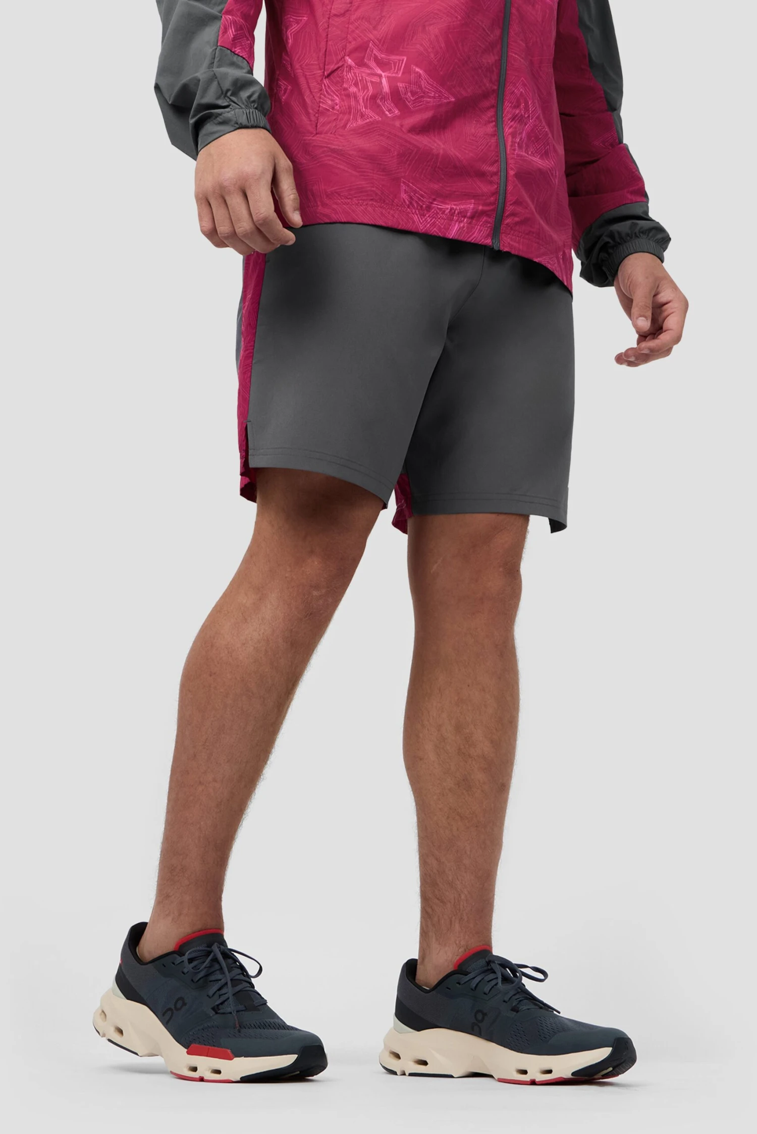 Geo M Print Short - Slate Grey/Cherry 2 Geo M Print Short - Slate Grey/Cherry - Image 2