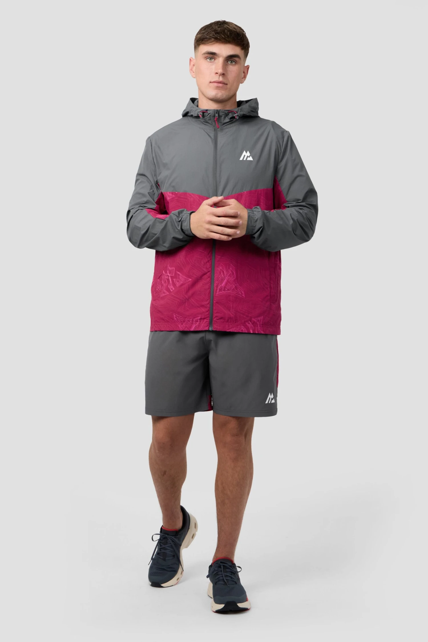 Geo M Print Short - Slate Grey/Cherry 3 Geo M Print Short - Slate Grey/Cherry - Image 3