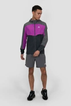 Breeze 2.0 Windbreaker - Cement Grey/Electric Purple/Asphalt -Montirex Sale Store BREEZE 2.0 WINDBREAKER CASTLEROCK PURPLE CACTUS FLOWER ASPHALT Full Front