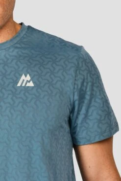 Crux Knit T-Shirt - Steel Blue -Montirex Sale Store CRUX KNIT TEE STEEL BLUE logo detail