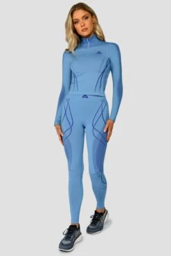 Contour Seamless 1/4 Zip - Powder Blue/Egyptian Blue -Montirex Sale Store ContourSeamless1 4Zip PowderBlue EgyptianBlue FullFront
