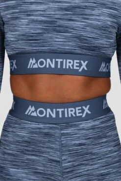 Icon Lite Long Sleeve Crop Top - Deep Indigo/Province/Greyed Indigo -Montirex Sale Store ICON CONTRAST 2.0 CROP DEEP INDIGO PROVINCE GREYED INDIGO band detail