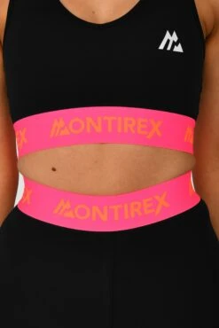 Icon Contrast Legging - Black/Neon Pink/Fiery Orange -Montirex Sale Store ICON CONTRAST LEGGING BLACK NEON PINK FIERY ORANGE band detail