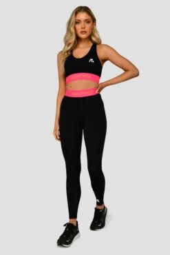 Icon Contrast Legging - Black/Neon Pink/Fiery Orange -Montirex Sale Store ICON CONTRAST LEGGING BLACK NEON PINK FIERY ORANGE full front