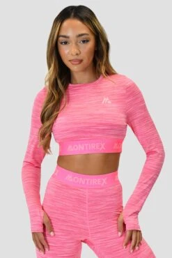 Icon Lite Long Sleeve Crop Top - Pink Multi