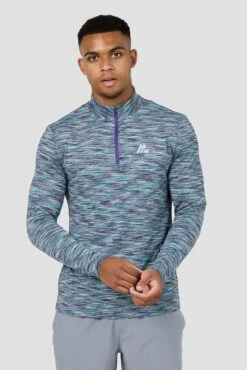 Trail 1/4 Zip - Grey/Green/Purple