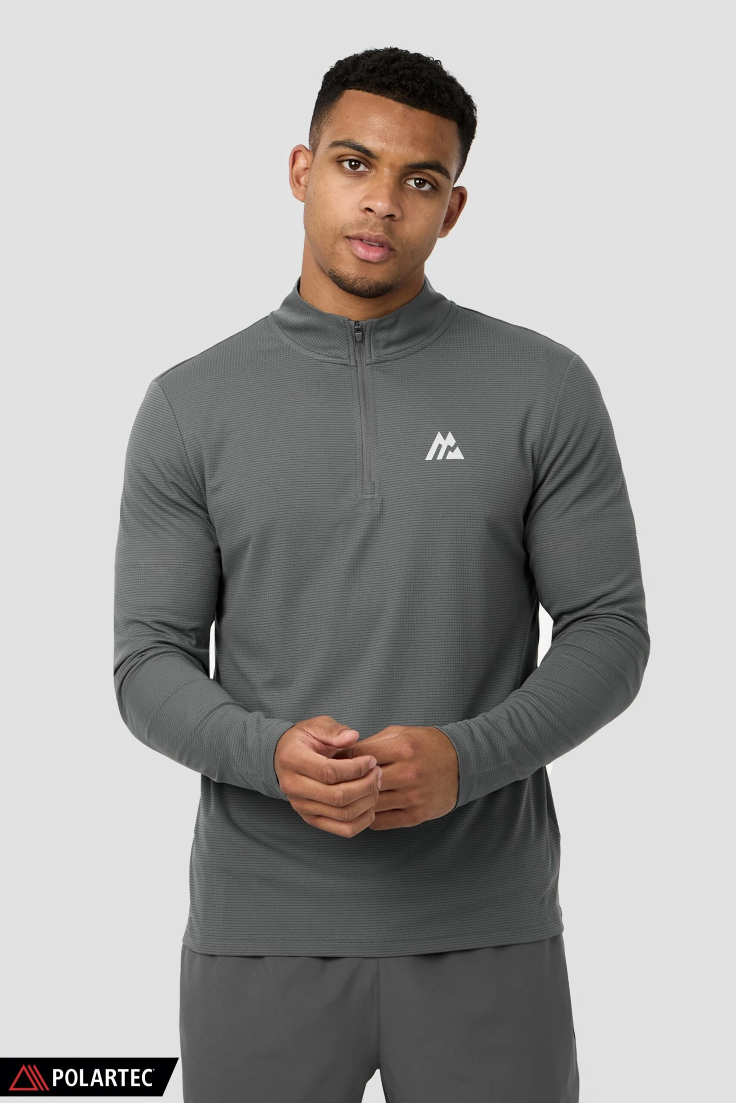 Peak Gridded Polartec® 1/4 Zip - Cement Grey 2 Peak Gridded Polartec® 1/4 Zip - Cement Grey - Image 2
