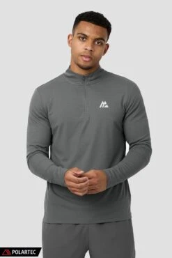 Peak Gridded Polartec® 1/4 Zip - Cement Grey