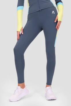 Power Panelled 2.0 Legging - Greyed Indigo/Citrus/Neon Sky -Montirex Sale Store PowerPanelled2.0Legging VintageIndigo ShadowLime Bluefishfront