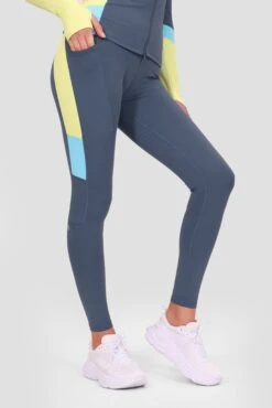Power Panelled 2.0 Legging - Greyed Indigo/Citrus/Neon Sky -Montirex Sale Store PowerPanelled2.0Legging VintageIndigo ShadowLime Bluefishsideother