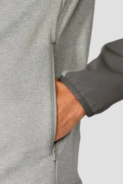 Summit Poly 1/4 Zip - Platinum Grey Marl/Cement Grey -Montirex Sale Store SUMMIT POLY 1 4 ZIP PLATINUM GREY MARL CEMENT GREY close sleeve