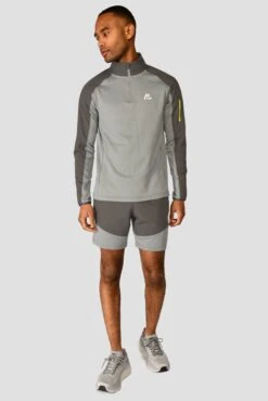 Summit Poly 1/4 Zip - Platinum Grey Marl/Cement Grey -Montirex Sale Store SUMMIT POLY 1 4 ZIP PLATINUM GREY MARL CEMENT GREY front