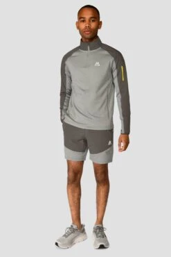 Summit Poly Short - Platinum Grey Marl/Cement Grey -Montirex Sale Store SUMMIT POLY SHORT PLATINUM GREY MARL CEMENT GREY full front