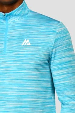 Trail 2.0 1/4 Zip - Neon Blue/White -Montirex Sale Store TRAIL 1 4 ZIP BLUEFISH ATOMIC BLUE WHITE logo detail