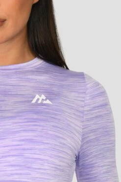 Trail Icon Long Sleeve Crop Top - Lilac Multi -Montirex Sale Store TRAIL ICON LS CROP LILAC BLOOM MAGNOLIA PEARLY HEATHER AMETHYST logo detail