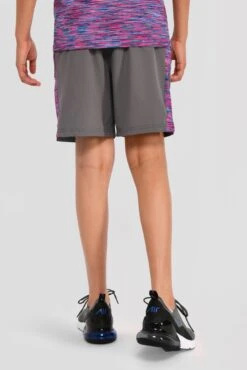Junior Trail Panel Short - Dark Grey/Navy/Pink -Montirex Sale Store TRAIL PANEL SHORT CEMENT GREY MIDNIGHT BLUE SHOCKING PINK back