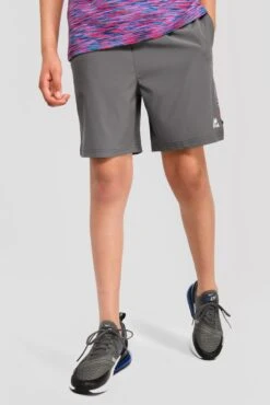 Junior Trail Panel Short - Dark Grey/Navy/Pink -Montirex Sale Store TRAIL PANEL SHORT CEMENT GREY MIDNIGHT BLUE SHOCKING PINK front