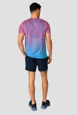 Trail Seamless T-Shirt - Pink/Blue 9 Trail Seamless T-Shirt - Pink/Blue -Montirex Sale Store TRAIL SEAMLESS TEE HIBISCUS MAYA BLUE back