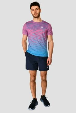 Trail Seamless T-Shirt - Pink/Blue 8 Trail Seamless T-Shirt - Pink/Blue -Montirex Sale Store TRAIL SEAMLESS TEE HIBISCUS MAYA BLUE front