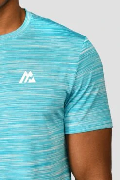 Trail 2.0 T-Shirt - Neon Blue/White -Montirex Sale Store TRAILTEE NEON SKY MAYA BLUE WHITE LOGO DETAIL
