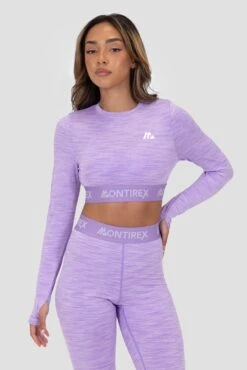 Women's Trail Long Sleeve Crop Top - Purple Multi